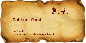 Mahler Abod névjegykártya